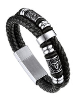 1 x RAW Customer Returns Bandmax men s leather bracelet microfiber leather braided bracelet with compass and Celtic jewelry accessories leather bracelet with magnetic closure braided bracelet for birthday Father s Day - RRP €24.1