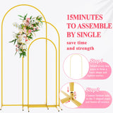 1 x RAW Customer Returns Wokceer Set of 3 Wedding Arch Backdrop Stands, 6ft, 5ft, 4ft Gold Metal Wedding Arch Backdrop Stands for Wedding Baby Shower Birthday Party Garden Flower Arch Decoration - RRP €114.79