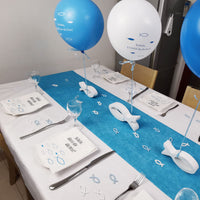 9 x Brand New 32 pieces napkins fish blue turquoise 60 pieces wooden fish decoration 18 balloons, baptism decoration boy, napkins for boy confirmation communion baptism table decoration, napkins baptism decoration table decoration blue  - RRP €90.63