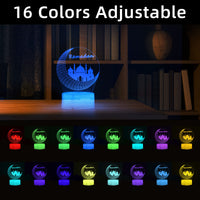 8 x Brand New Halcyerdu Mubarak Ramadan LED Lamp, 3D 16 Colors Ramadan Mubarak Lamp Decorations with Remote Control, USB Connection Cable, Touch, Ramadan LED DIY Lamp for Ramadan Eid Decorations B  - RRP €153.6