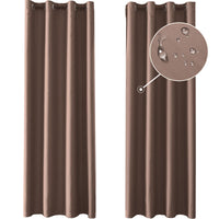 1 x RAW Customer Returns Ystyle curtains set of 2, thermal curtain cold protection, outdoor curtain weatherproof with eyelets, blackout curtain, opaque curtains, curtains living room, thermal curtain heat protection, brown - RRP €35.21