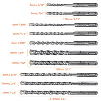 1 x RAW Customer Returns 10 Piece SDS-Plus Drill Bit Set, Lytool Professional Crosshead Concrete Drill Bits for Drilling in Concrete, Natural Stone, Masonry 5, 6, 8, 10, 12 mm  - RRP €18.14