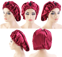 5 x Brand New Long satin sleeping cap hair hat girls silk hat, ladies long satin hat sleeping cap hair cap sleeping cap sleeping cap for protecting long hair black pink  - RRP €90.0