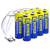 1 x RAW Customer Returns EEMB 8 Pack Battery 1.5v AA Rechargeable Lithium Battery AA 1.5V 2600mWh USB-C AA Batteries Rechargeable with 4 in 1 Charging Cable 1.5 Hours Quick Charge - RRP €32.45