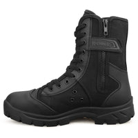 1 x RAW Customer Returns QUNLON Men s Boots Military Tactical Boots Black Combat Amphibians with Side Zip 307B-45EU - RRP €52.99