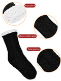 5 x Brand New Boao 2 Pairs Women Warm Slipper Socks Christmas Fuzzy Socks Fleece Lined Non-Slip Slipper Socks Black and Pink  - RRP €90.6