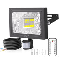 1 x RAW Customer Returns Outdoor LED Spotlight with Motion Sensor 60W, CLY Outdoor LED Spotlights with Remote Control 5200LM Cold White Outdoor LED Floodlight Outdoor LED Floodlight IP66 Waterproof for Courtyard Garage - RRP €28.82