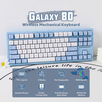 1 x RAW Customer Returns EPOMAKER x Feker Galaxy80 Gaming Mechanical Keyboard Gasket, Aluminum Alloy, Bluetooth Wireless USB-C, with Hot-Swap, NKRO, for Win Mac Gamer Blue, Marble White Switch  - RRP €129.99