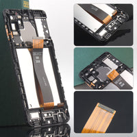 1 x RAW Customer Returns YHX-OU 6.5 Black Frame Display For Samsung Galaxy A12 SM-A127F SM-A127F DS LCD Display Touch Screen Replacement Screen Glass Assembly with Tools 1 piece protective film - RRP €27.11