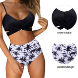 1 x RAW Customer Returns UMIPUBO Bikini Women s High Waist Push Up Swimsuit Adjustable Crossover Back Ties-up Bikini Set Large Breasts Two-Piece Beach Bikini Black-B,XL  - RRP €36.99