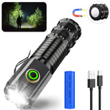 1 x RAW Customer Returns Wind Moon Mini LED Flashlight Type-C Rechargeable Extremely Bright 5000 Lumens, 5 Lighting Modes IPX5 Portable Tactical Waterproof Flashlight with Magnet Tail, Suitable for Camping Hiking Emergencies - RRP €21.99