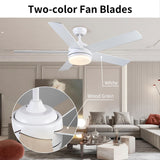 1 x RAW Customer Returns CJOY Ceiling Fan with Lamp and Remote Control, Reversible Fan Ceiling Light Bedroom Living Room 132cm 5 Blades, LED Ceiling Fan White Silent Summer Winter - RRP €153.99