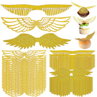 1 x Brand New MEZHEN Glitter Wings Cake Decoration Gold Wings Cake Decoration Chocolate Golden Snitch Cupcake Topper Wings Muffin Decoration for Candy Cake Cupcakes Party Theme Party 100 Pieces - RRP €19.2