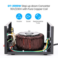 1 x RAW Customer Returns Anbull DT- 2000W voltage converter toroidal transformer, voltage converter 110V to 230V, step up down converter, 50-60Hz - RRP €106.57