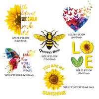 1 x Brand New SUPERDANT 6pcs PET Bee Sunflower Butterfly Pattern Iron-On Heat Transfer Stickers Washable Heat Transfer Decals for Clothing Repair and Decoration - RRP €15.6