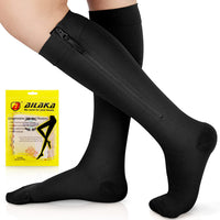 1 x Brand New Ailaka Compression Socks with Zipper for Women Men, 20-30 mmHg Medical Class 2 Compression Socks Support Stockings with Zipper for Varicose Veins, Edema, Recovery, Pregnant Women - RRP €23.18