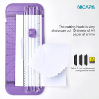 1 x RAW Customer Returns NICAPA Paper Cutter, A4 Paper Cutter, Paper Cutting Board with Finger Guard and Side Ruler, Vinyl Weeding Tools for Paper, Photos, Crafts, Labels Scrapbooking-purple - RRP €27.22