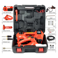 1 x RAW Customer Returns Dzanken 5T Electric Car Jack Kit with Impact Wrench 12V 4 in 1 Hydraulic Trolley Jack Car Repair Tool Set for SUV with Tire Inflator Pump and LED Flashlight Orange A  - RRP €158.35