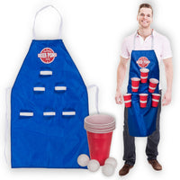 12 x Brand New MIJOMA kitchen apron BEER PONG drinking game with 4 balls 6 plastic drinking cups - reusable for approx. 450 ml - approx. 80 x 50 cm - RRP €257.28