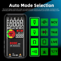 1 x RAW Customer Returns BSIDE S20 Rechargeable Automatic Digital Multimeter Color Display 3 Results Smart Tester with EMF Detector Voltage Tester Capacitance Continuity Ohm Hz Diode Live Wire with Case - RRP €49.57