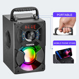 1 x RAW Customer Returns TENMIYA Portable Bluetooth Speakers with Subwoofer, Loud Stereo, Powerful Bass, Wireless Bluetooth Outdoor Speakers with Colorful Party Lights, Home Speakers for Phone Computer - RRP €40.32