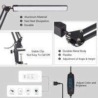 1 x RAW Customer Returns SKYLEO Desk Lamp LED Dimmable - LED Desk Lamp with Clip - Eye Protection LED Desk Lamp - 3 Light Modes x 10 Brightness Levels - Black - RRP €25.64