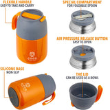 1 x RAW Customer Returns GOOD FOR YOU 530ml Thermos Double insulated metal thermal carafe for food, coffee, water, etc. Lunch box for baby, children, office, camping With spoon, orange color - RRP €23.99