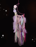 1 x RAW Customer Returns Nice Dream Dream Catcher Moon, Wall Hanging Decoration with Colorful Feathers for Girls Boys Bedroom Purple - RRP €22.8