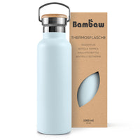 1 x RAW Customer Returns Bambaw insulated bottle 1 liter, drinking bottle white, stainless steel drinking bottle, large drinking bottle, drinking bottle 1l metal, water bottle 1l polar white - RRP €26.2