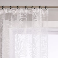 1 x RAW Customer Returns Delien voile burnout curtain with leaf pattern transparent curtain with ruffle tape living room curtains W x H 140 x 245 cm white 1 piece - RRP €27.99