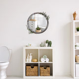 1 x RAW Customer Returns Decorative Round Wall Mirror 30cm Round Mirror for Bathroom Vanity Mirror Small Wall Decoration for Wall Wooden Frame Makeup Mirror for Farmhouse Living Room Bedroom Dormitory - RRP €20.16