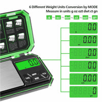 1 x RAW Customer Returns UNIWEIGH digital kitchen scales 1000g 0.1g, fine scales, pocket scales, precision scales, gram scales, small scales, letter scales, mini scales, scale for coins, weed-light green, - RRP €18.99