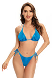 1 x Brand New SHEKINI Women s Bikini Set Classic Sexy Ruched Triangle Bikini Top High-Cut Bikini Bottoms Swimsuit for Women L, Blue  - RRP €28.89