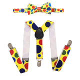 1 x Brand New SUNTRADE Child Kids Clip-on Dot Suspenders Elastic Y-Shape Adjustable with Clips and Bow Tie Set for Boys and Girls Wine Red-White  - RRP €27.6