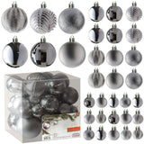 4 x Brand New Prextex Christmas Ball Ornaments for Christmas Decorations - 36 Pack Shatterproof Ornaments with Hanging Loop for Holiday and Party Decoration Combination of 6 Styles in 3 Sizes Silver  - RRP €79.96