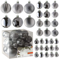 5 x Brand New Prextex Silver Christmas Baubles for Christmas Decorations - 36 Pieces Shatterproof Christmas Tree Ornaments with Hook - Christmas Tree Decorations Combo of 6 Styles in 3 Different Sizes  - RRP €99.95