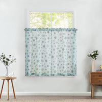 4 x Brand New TOPICK Winter Sheer Window Curtains with Drawstring Snowflake Pattern Bistro Curtain Voile Light Filtering Kitchen Curtain for Bedroom Children s Room 65 x 60 cm W x H Set of 2 Blue - RRP €72.56