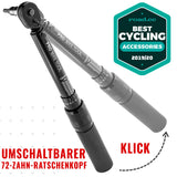 1 x RAW Customer Returns Torque wrench bicycle motorcycle 1 4 inch drive with reversible ratchet and extension, measuring range 2 to 20 Nm - precision tool including hexagon socket hex and torx bits for racing bikes, MTB - RRP €78.68