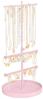 1 x RAW Customer Returns JUPELI Jewelry Stand, Height Adjustable Jewelry Holder, T Bar Jewelry Tree Multifunctional Chain Holder Watch Stand Earring Holder Jewelry Storage Chain Stand Pink Jewelry Stand  - RRP €21.17