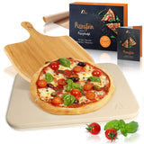 1 x RAW Customer Returns Amazy pizza stone including bamboo pizza shovel, permanent baking foil and insert The ultra-heat-resistant bread baking stone gives your pizza the original Italian taste of crispy stone oven pizza - RRP €30.99