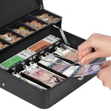 1 x RAW Customer Returns HAITRAL Metal Cash Box with Key Lock, Banknotes and Coin Safe, Portable Large Double Layer Secure Cash Box with 2 Keys - 30 x 24 x 9 cm, Black - RRP €34.42