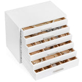 1 x RAW Customer Returns SONGMICS Compysite Wooden Jewelry Box, 6 Tier Jewelry Organizer, Ideal for Necklaces, Earrings, Sunglasses, Watches, Bracelets, White JOW13WT - RRP €60.22