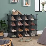 1 x RAW Customer Returns SONGMICS Shoe Rack, Shelving System, Plug-in Shelving, Set of 15 Cubes, DIY Shelf, Stackable, Made of PP Plastic, as Wardrobe, for Bedroom, Office, 30 x 111.2 x 86.2 cm, Gray LPC44G - RRP €55.48