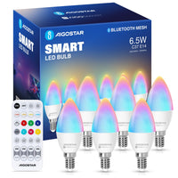 1 x RAW Customer Returns Aigostar Mesh - 6.5W C37 Alexa Light Bulb Bluetooth Mesh, Smart Light Bulb Works with Alexa, Smart Bulb E14 Candle LED 555LM RGB 2700K-6500K, 6 Pieces with Bluetooth Remote Control  - RRP €40.99