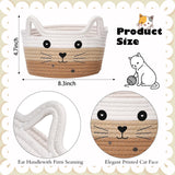 1 x RAW Customer Returns Zopeal Cat Basket Braided Storage Basket Organizer with Ears Cute Decorative Pet Toy Basket Cat Dog Cotton Rope Basket for Gift White Khaki Brown, 8.3 x 4.7 inches  - RRP €17.14