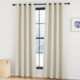 1 x RAW Customer Returns KGORGE thermal curtain heat protection front door opaque curtains living room modern set of 2 220 x 140 cm HxW blackout curtains beige eyelet curtain opaque, light beige - RRP €37.95