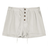 1 x RAW Customer Returns Karlywindow Women s Shorts High Waist Paperbag Shorts Loose A Line Summer Pants with Wide Legs Beige M - RRP €26.17