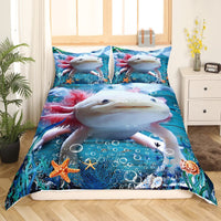 1 x RAW Customer Returns feelingyou Cute Axolotl Bedding Set 135 200 80 80 1, Seaweed Coral Conch Duvet Cover for Children Marine Creatures Themed Bed Linen Duvet Cover Set Decorative 2 Pieces, Multicolored 14, WWS8817CDX-TJ DEs - RRP €31.81