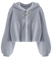 1 x Brand New YBENLOVER Children s Girls Hooded Pullover Fleece Hoodie Sherpa Sweatershirt Warm Teddy Jumper, Grey, 5-6 Years - RRP €27.6