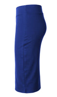 1 x RAW Customer Returns Women s Midi Skirt Stretch Figure-hugging Business Pencil Skirts L, Royal Blue  - RRP €22.86